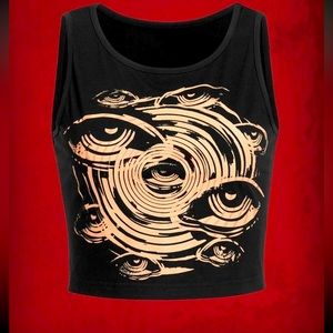 ROMWE Grunge Punk Eye Print Crop Tank Top Sz Medium